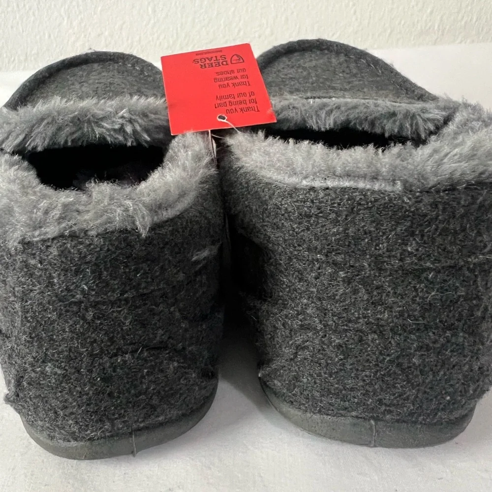 Deer Stags Gray Kids Moccasin Slippers with Plush Lining,‎ Size3, NWT